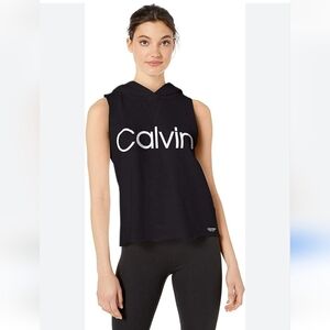 Calvin Klein Performance Hooded Sleeveless Sweatshirt Black Women's Medum